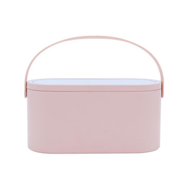 Travel Portable Makeup Organizer Box with LED Light Mirror