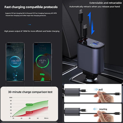 4 IN 1 Retractable Car Charger