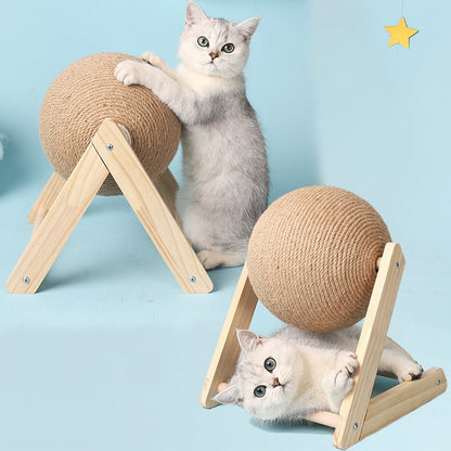 Cat Scratching Ball Wood Stand