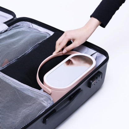 Travel Portable Makeup Organizer Box with LED Light Mirror