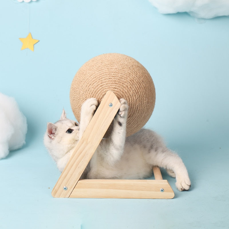 Cat Scratching Ball Wood Stand