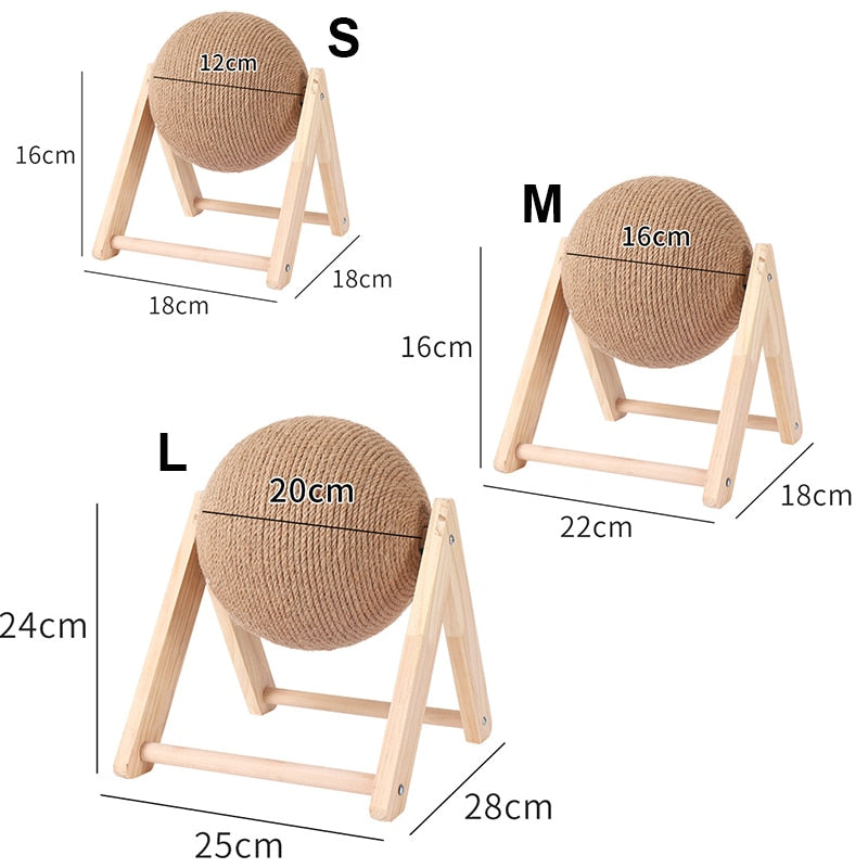 Cat Scratching Ball Wood Stand